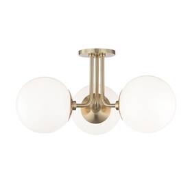 H105603-agb Mitzi Stella-three Light Semi-flush Mount In Style-24 Inches Wide By