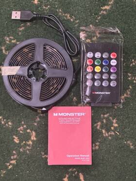 Monster Mlb7-1054 Sound Reactive Color-changing Led Light Strip Usb With Remote