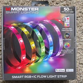 Mlw7-1003-icm Monster Smart Rgb Ic Flow Light Strip 49.2ft 270 Leds Wi-fi App Voice