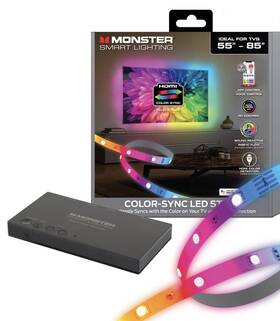 Mnw7-2003-icm Monster Smart Lighting Hdmi Color Sync Led Strip For 85 Inch Tvs Rgbic