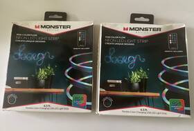 841564959 Monster Neon Lot Of 2 Multicolor Led Light Strip And Usb Remote 6.5 Ft