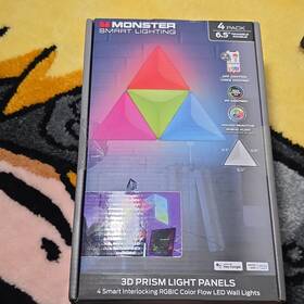 Mnw7-2006-icm Monster Smart Lighting 3d Prism Panels 4-pack Rgbic Wi-fi Usb Sound Reactive