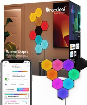 Nanoleaf 897105335740 Shapes Ultra Black Hexagons Smart Kit - Wifi Led 9 Panels New