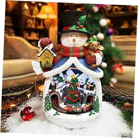 Nm-x19209aa Natures Mark Decor Snowman With Village Scene Led Lights Music And Animation