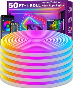 Nuerpo 799787161072 50ft Neon Rope Lights Flexible Led Control With R