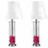 Os70476 Design Craft Modern Table Lamp Clear Glass Fillable Contemporary Night Set Of Two