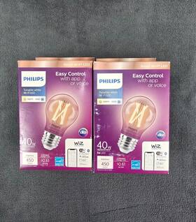 Philips 046677567224 2 Smart Bulb Led 40w Dimmable Wi-fi Wiz 450 Lumen A15 Standard