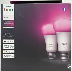 Philips 046677590857 Hue Smart Led A19 Bulb 2-pack White And Color Ambiance E26 Base