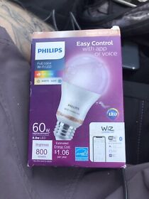 562702 Philips 60w Smart Light Bulb Full Color Wi-fi Led Wiz Connected 800 Lume