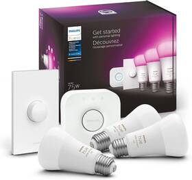 563338 Philips Hue Smart Light Starter Kit Bridge Button 3 Bulb 75w White And Color