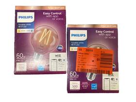567214 Philips Tunable White Smart Bulb G25 60w Dimmable Wi-fi Wiz Pack Of 2