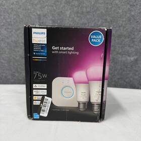 Philips 8718696725405 Hue White Color Ambiance Smart Lighting Starter Kit E26 Bridge 2 Bulbs