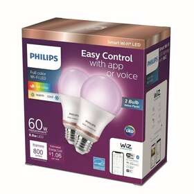 9290023833a Philips Smart Wi-fi Connected Led 60w A19 Light Bulb Pack Of 2
