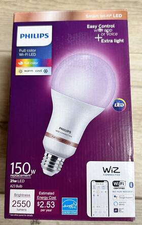 9290034999 Philips Wiz Smart Light Bulb Wifi 150w Full Color Connected 2550 Lumen
