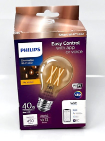 555524 Philips Amber A19 Led 40w Dimmable Smart Wi-fi Wiz Connected Wireless Light Bulb