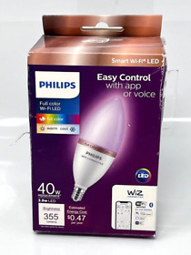 562454 Philips Color Tunable White B12 Led 40w Equivalent Dimmable Wiz Smart Wi-fi Bulb
