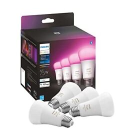 1100 Philips Hue 4-pack White And Color A19 Medium Lumen Smart Bulb Lumens