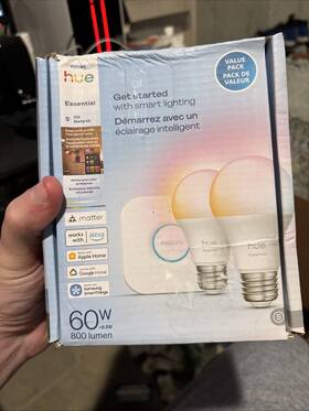 608975 Philips Hue Essential Starter Kit Bridge 2 E26 Smart Bulbs New Sealed