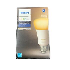 548495 Philips Hue A19 E26 Smart Light Bulb Single Pack White Ambiance