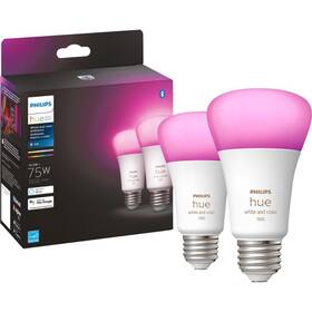 Ph563361 Philips Hue White And Color Ambiance A19 Bluetooth 75w Smart Led Bulb 2-pack