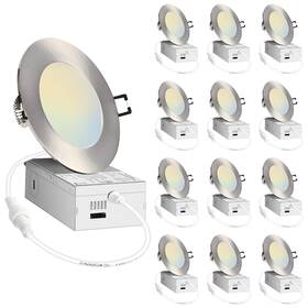 5cct Popanu 731235423127 4 Inch Led Recessed 12 Pack - Brushed Nickel Finish