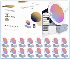 16p6in-rgb Powerasia Smart Led Down Light 16-pack 6-inch Wi-fi Color Changing Ceiling Voice