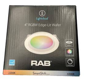 Rab 192552030229 Edge-lit Led Wafer Downlight 4in Smartshift Ready Range 2200k 6500k