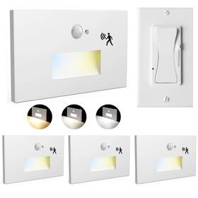 Rw-4-w Raxjov 4 Pack Motion Sensor Led Step Lights 3 Color Stepless Dimmable 120v Hardwire