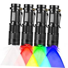 Raysoar 619317563094 4 Color Light Single Mode Red Green Blue Cool White Flashlight For Night
