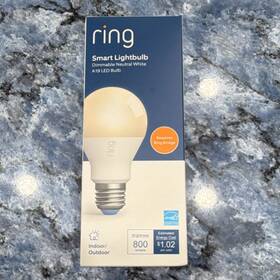 Sat1s3 Ring Smart Lightbulb A19 Led Dimmable Neutral White 800 Lumens Indoor/outdoor