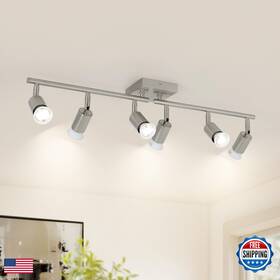 B0fxwjpgff Seeblen 6-light Nickel Kitchen Track Lighting Adjustable Gu10 Ceiling Light