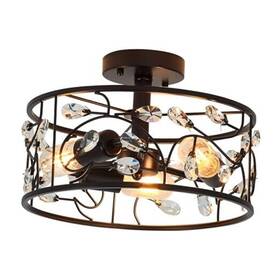 Shengqing 722487155164 Modern 3-light Semi-flush Mount Ceiling Light Crystal 13 Inch Round Lighting