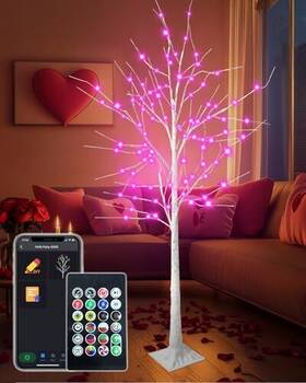 6ft-birch Shenzhen Hysiry Technology Co. Ltd Bmsl80 Romantic Smart Birch Tree For Valentines Day Decor Customizable Led