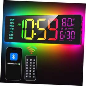 Ac-wc165s Shenzhen Tingrui Technology Co. Ltd Smart Digital Wall Clock With App Control 16.5 Inch Large Rgbic