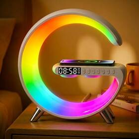 Shenzhen Wanxinghe Technology Co. Ltd 797563564253 Smart Led Table Lamp Alarm Clock For Bedroom With Wireless Charging White