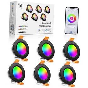 Sf-zntd-sh-5w-6p Shinyflash 2 Inch Smart Recessed Lighting Wifi Led Downlight 5w 120v 6 Pack Black