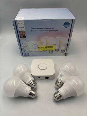 608983 Signify North America Inc. Philips Hue Essential Starter Kit Bridge 4 E26 Smart Bulbs