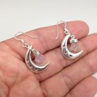 24.5cts Silver Rough Moon Earrings Stars Stone Sterling