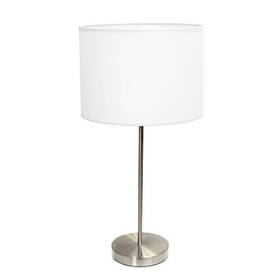 Lt2040-wht Simple Designs Brushed Nickel Stick Lamp With Fabric Shade White