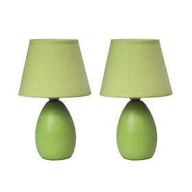 Simple Designs Mini Egg Oval Ceramic Table Lamp 2 Pack Set Lt2009-grn-2pk