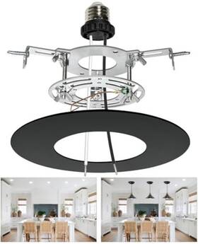 Songshi Crystal 768274647344 Recessed Can Light Conversion Kit For 5 Inch And 6 Ceiling Fixtures Black