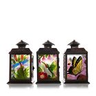 Stained Glass Lanterns Set Of 3 Colorful Butterfly Dragonfly Hummingbird 759309914821