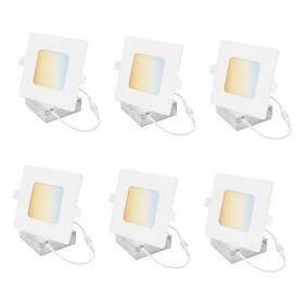 41708-su Sunshine Lighting Led 6-inch Square Recessed Slim Downlight 12 Watts 950 Lumens Color