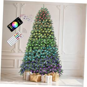 Qd4-400c Taizhou Qidian Lighting Co Ltd Prelit Rgb Christmas Tree 7.5ft Smart App 7ft 6in Multiple-color Light Green