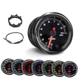 Tc-zsb01 Tchenpart 7 Color Rpm Gauge 10 000 Tachometer Tach Kit 2-1/16 Inch 52mm Led