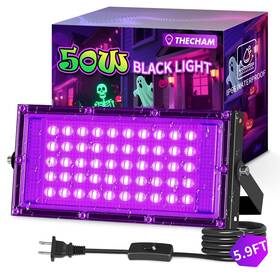 B0d2vw2j14 Thecham 50w Led Black Light Ip66 Waterproof Outdoor With 5.9ft Plug For Parties
