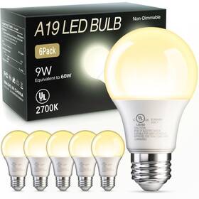 A19-9-27 Tjoy 6 Pack A19 Led Light Bulbs 60 Watt Equivalent Bulb Soft Warm White