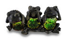 Tls1062 Zeckos No Evil Frogs Green Crackle Glass Accent 682055203232