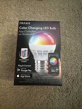 Traxx 922340354805 Color Changing Led Bulb With App Remote Contrl Incl - 1.5w 1.91x1.91x3.01