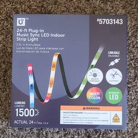 5703143 Ut 24-ft Plug-in Music Sync Multicolor Led Indoor Light Strip Remote Dimmable